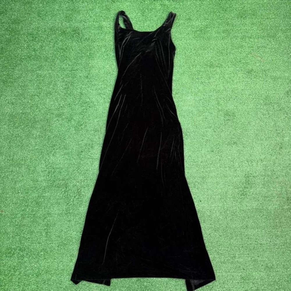 Vintage Betsey Johnson Velvet Maxi Dress Womens size 6 Black Witchy Whimsygoth